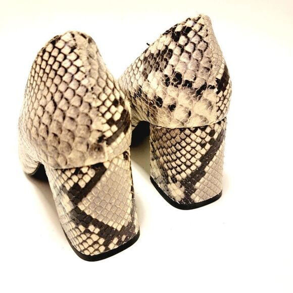 Pedro Anton Made in Spain Faux Snake Embossed Buckle Pumps Block Heel Shoes 36 - Picture 6 of 8